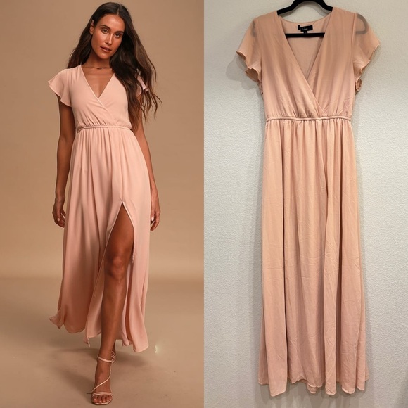 Size M - Lulus Lost in the‎ Moment Blush Maxi Dress - Picture 1 of 8